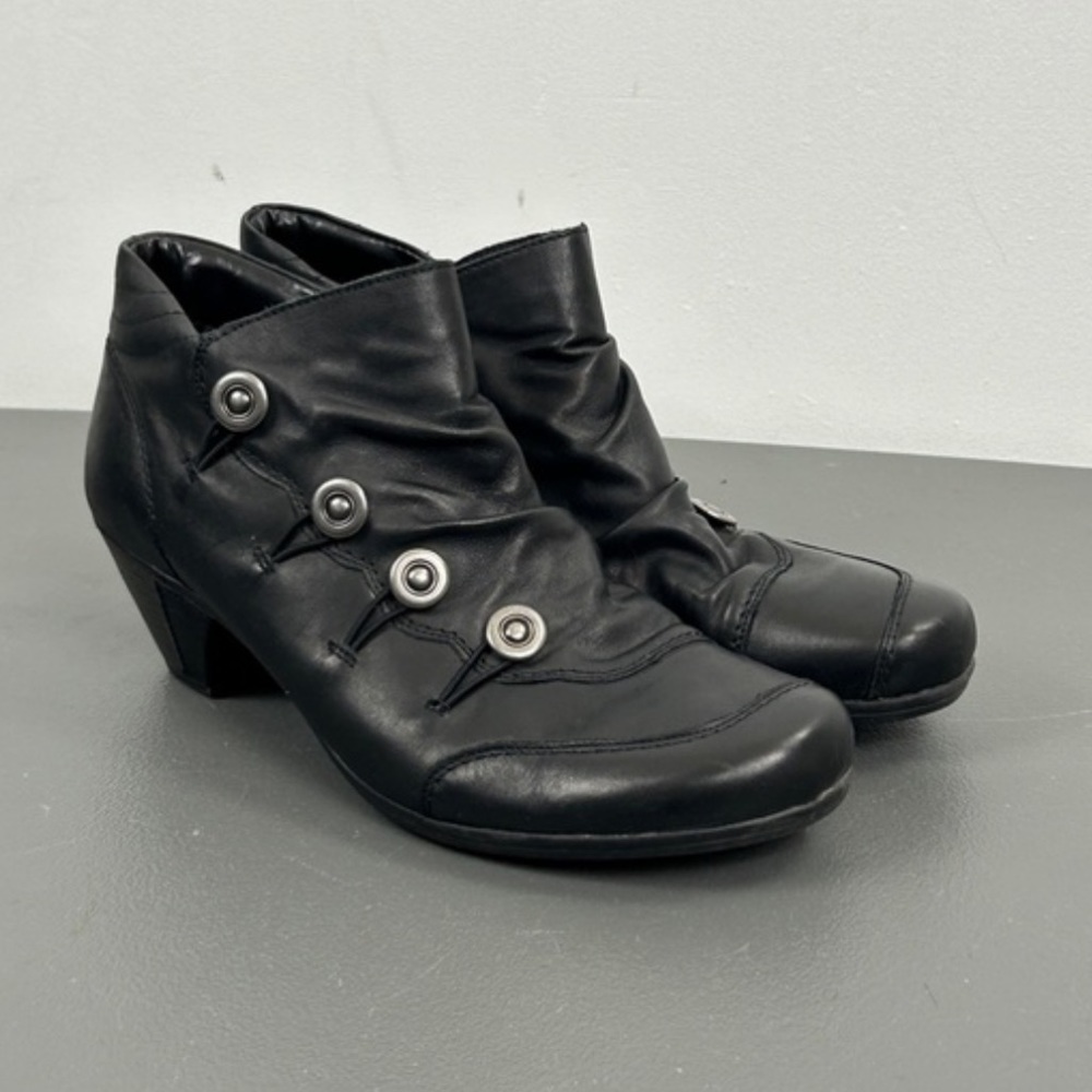 Remonte Dorndorf AnneMarie Women Shoes Black Sz 8 Leather Slip On Ankle Boots☀️ - Picture 10 of 15